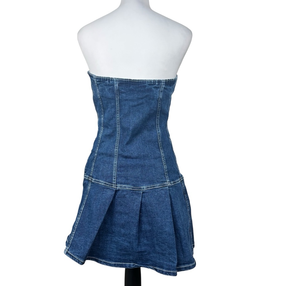 NWT Love Tree Strapless Denim Belted Jean Mini Tube Dress Boutique Coastal - Picture 6 of 7